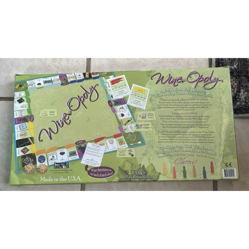 Late for the Sky Wine-Opoly Trading Board Game New, Sealed Made In The U.S.A.